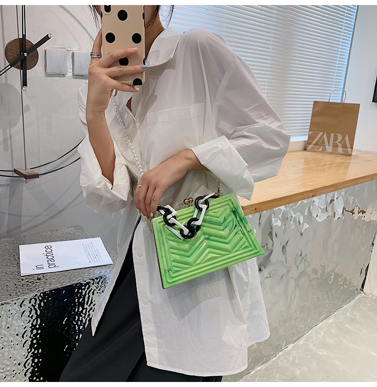 Messenger Bag Small Square Bag Western Style Texture 2021 New Acrylic Youth Pearl Shoulder Women's Bag Chain Handbag display picture 2