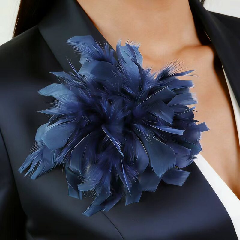 20cm High-End Fairy Feather Handmade Flower Brooch Cross-Border Best-Selling High-End Clothing and Accessories
