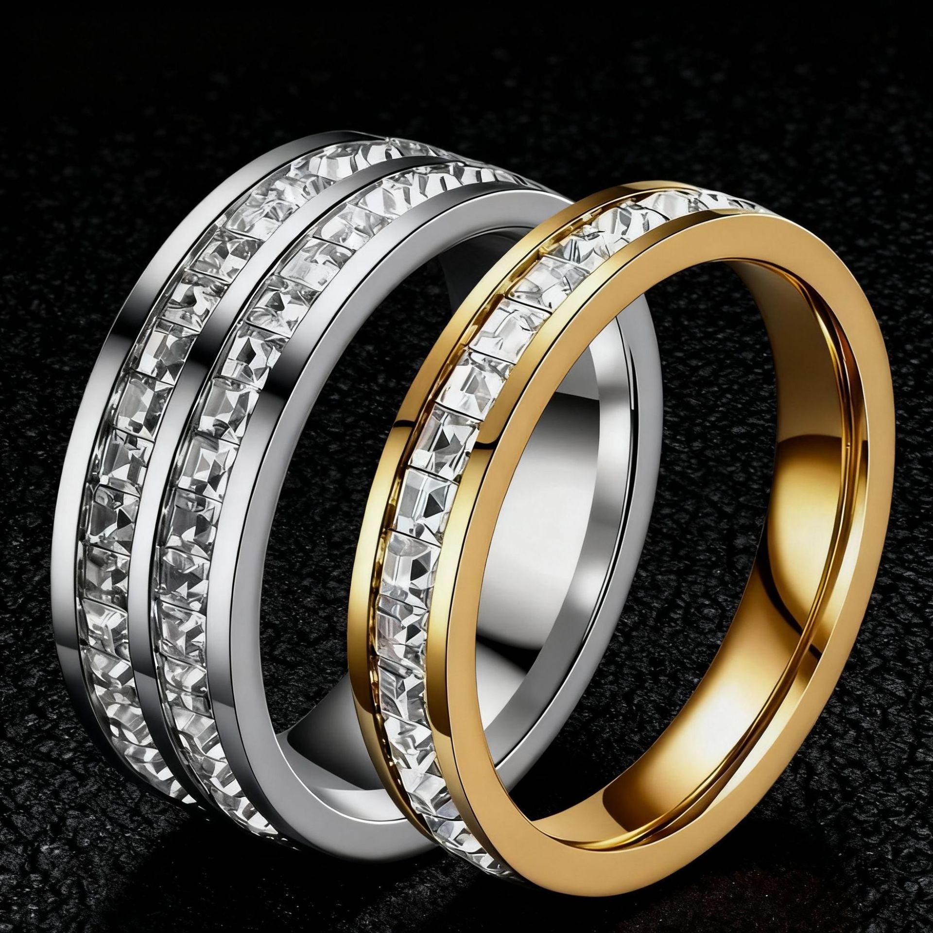 Titanium Steel Ring for Women, Starry Sky Design, Light Luxury, High-End Feel, Non-Fading Ring, European and American Style Titanium Steel Ring, Jewelry Wholesale