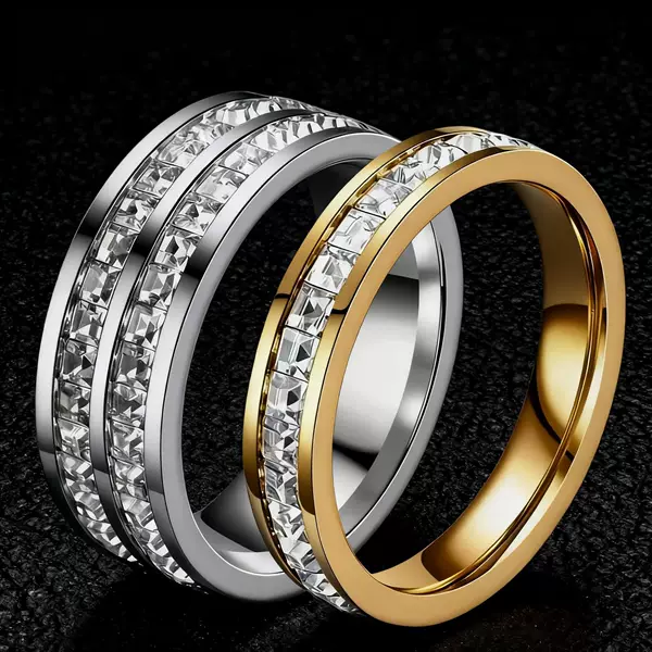 Titanium Steel Ring for Women, Starry Sky Design, Light Luxury, High-End Feel, Non-Fading Ring, European and American Style Titanium Steel Ring, Jewelry Wholesale