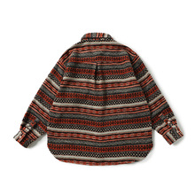 城市凡品 2024年民族风横条衬衫毛呢休闲男士衬衣日系宽松冬款