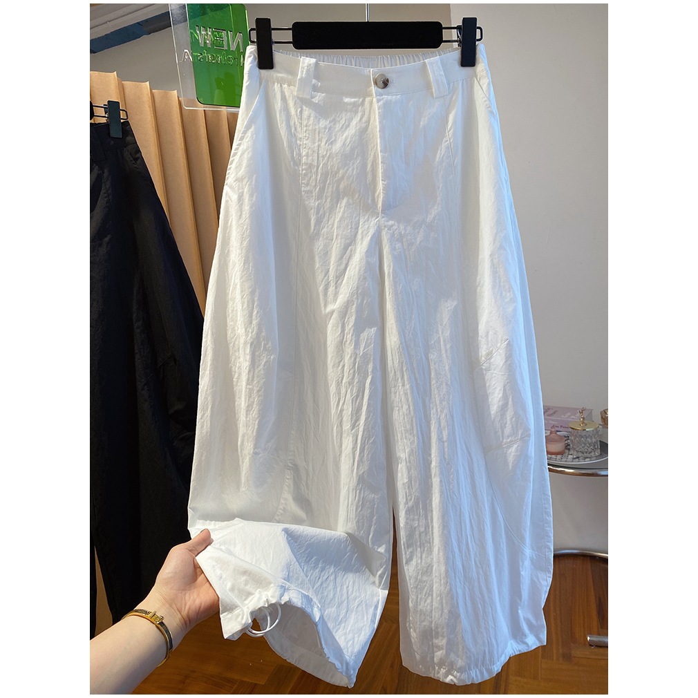 [Fat Girl] New American High Street Casual Pants for Women in Spring & Fall, Loose and Slimming Look Wide-Leg Pants with a Sense of Design