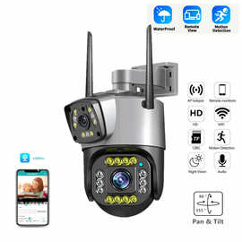 摄像头球机联动400万双镜头家用监控器WiFi远程V380跨境爆款智能