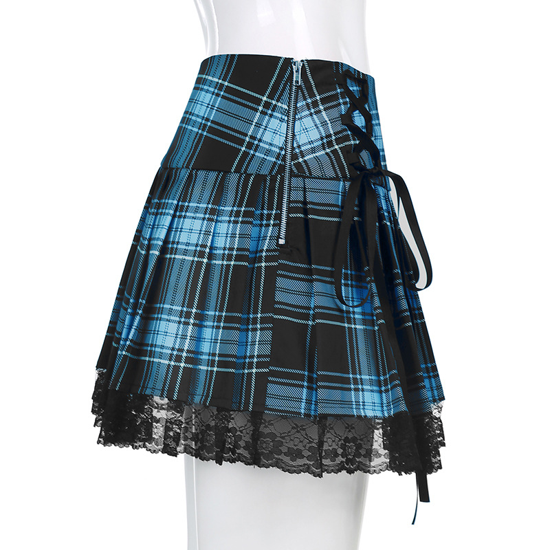 Lace Cross-Tie Pleated Skirt NSSSN75224