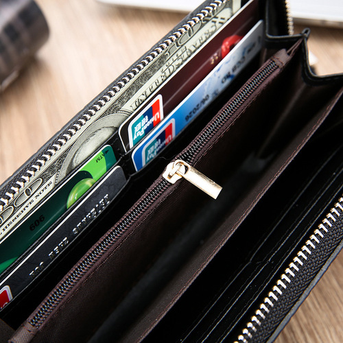 New Men's Long Wallet Woven Fashion Casual Handbag Phone Bag Youth Large Capacity Money Clip Zipper Bag