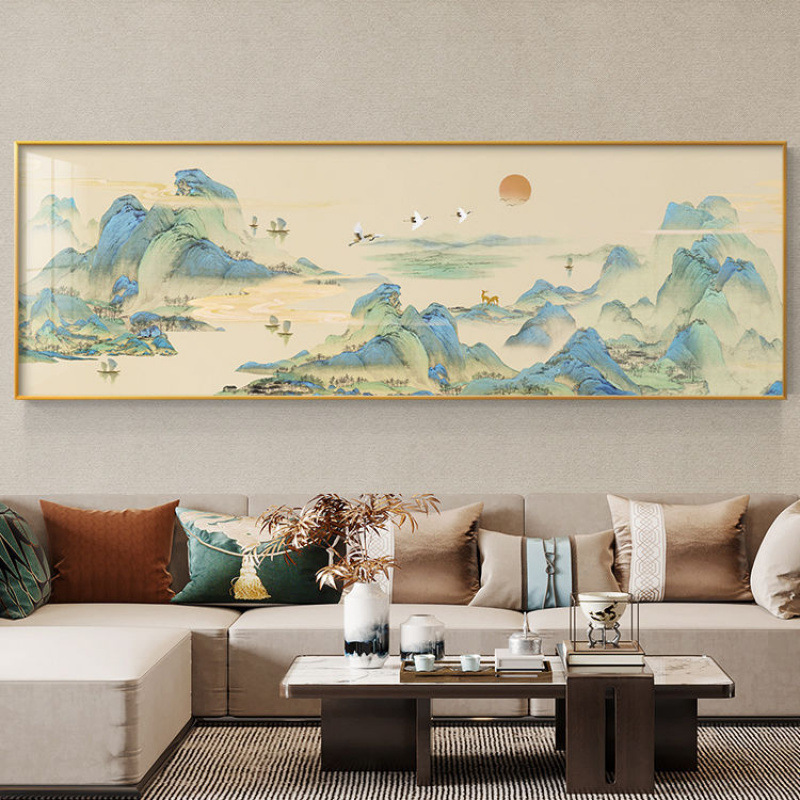 沙发办公室中式图新装饰画背景墙壁画客厅书房山水画千里挂画江山|undefined
