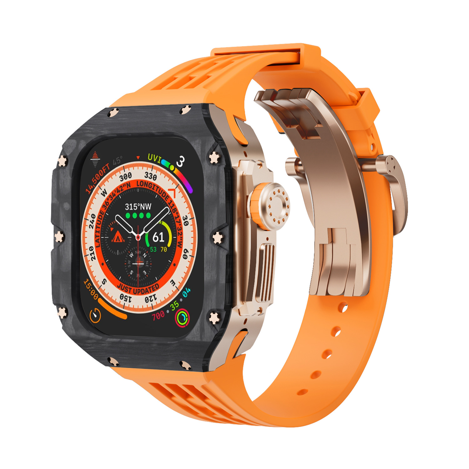 Fibra de carbono caja reloj para Apple Watch modificación Shell iwatch ultra Titanium aleación integrado protección 49mm