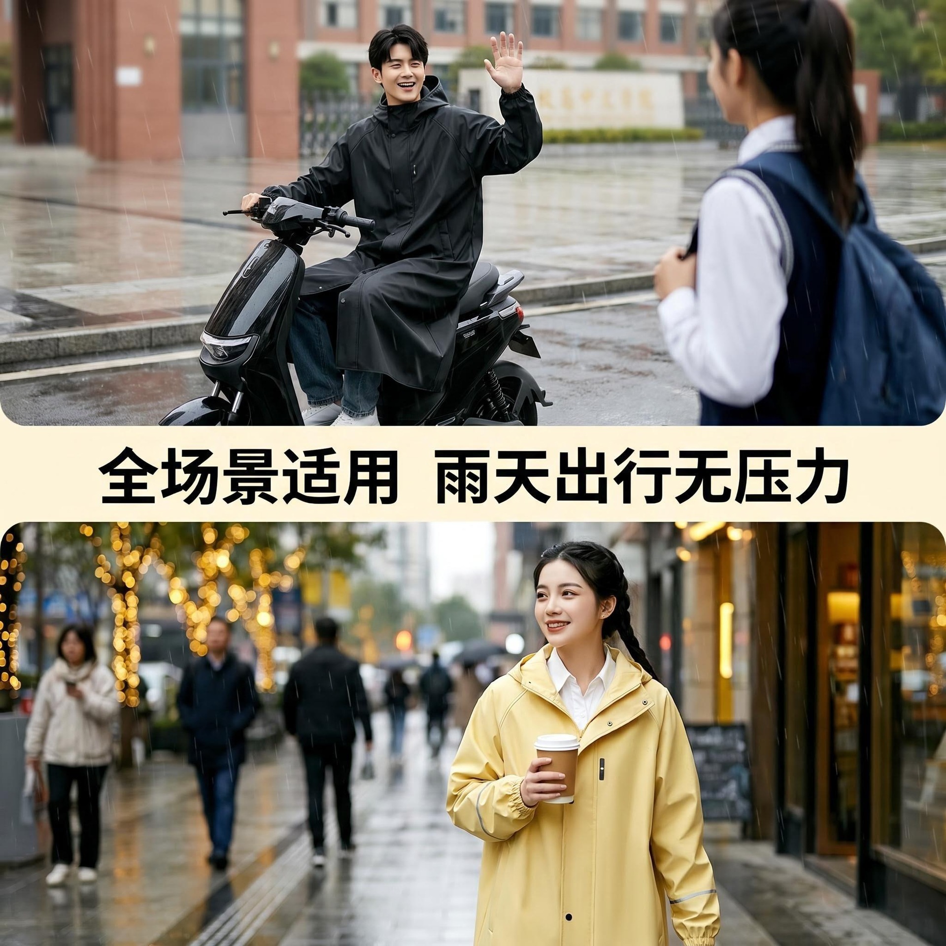 Raincoat for Electric Scooters Long Style Women's Single-Person Fashion One-Piece Raincoat Thickened Waterproof Burst Rain Poncho Oversized Electric Scooter Raincoat