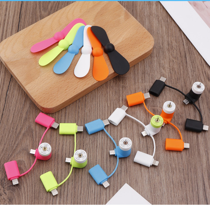 Ventilador de teléfono móvil USB creativo adecuado para mini Android dos en un ventilador imprimible registro teléfono móvil ventilador