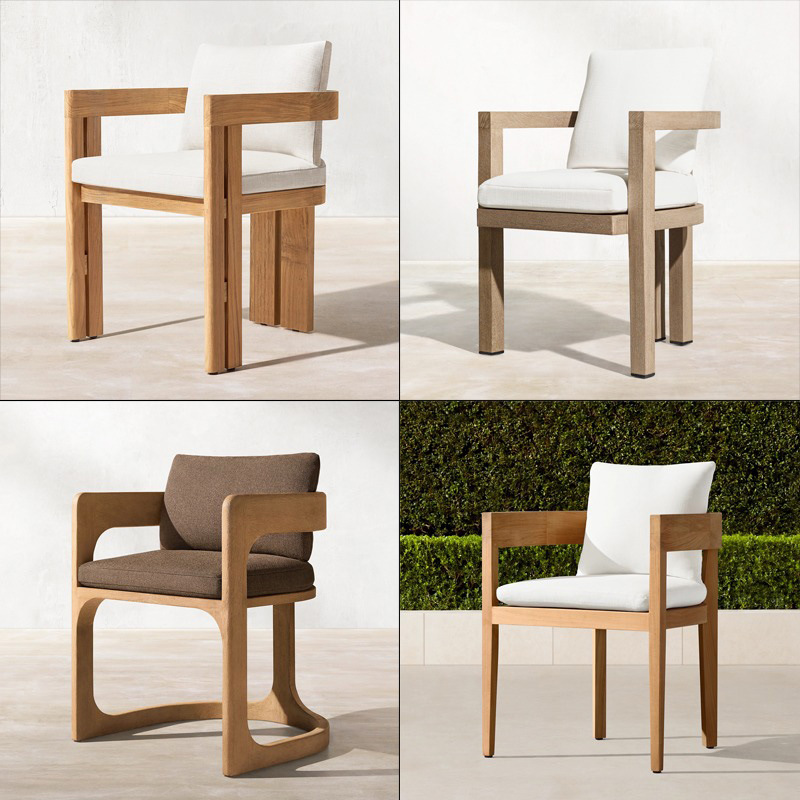 Silla de teca al aire libre silla de comedor individual impermeable, protección solar, anticorrosión, villa, patio, hotel famoso, diseñador al aire libre