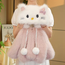 女童皮草外套KT猫2025新款洋气儿童装秋冬加厚可爱毛毛衣加绒上衣