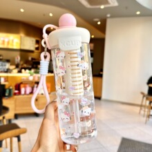 可爱水杯卡通上学专用夏天吸管双饮杯子便携女孩小学生塑料杯水壶
