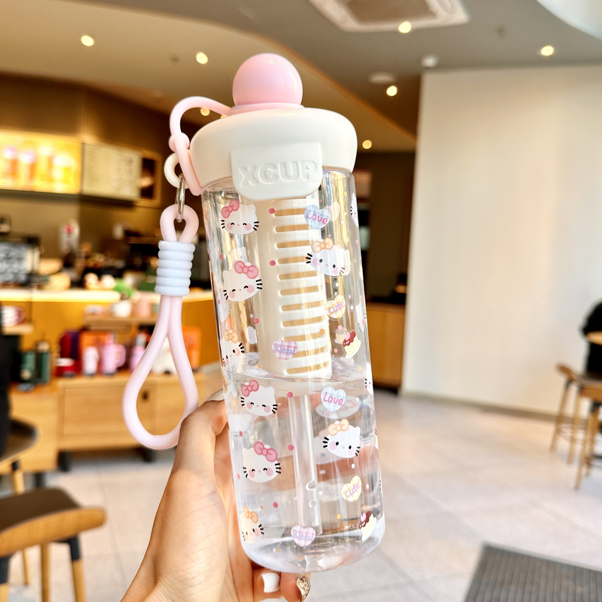 可爱水杯卡通上学专用夏天吸管双饮杯子便携女孩小学生塑料杯水壶