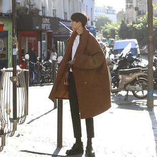 [Clearance] Winter Mid-length Woolen Coat Men's Loose Korean Fashionable Woolen Coat Men's Long Windbreaker for Men