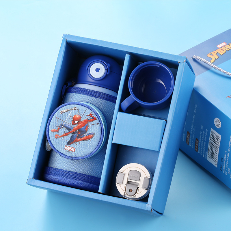 正規版スパイダーマン児童保温カップ316ステンレス食品級ストローカップ付きコップ小学生水筒|undefined