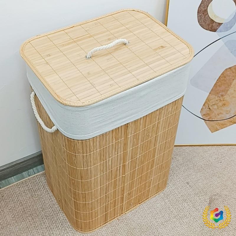 ✅ Cross-Border Rattan Laundry Basket with Lid, Bamboo Laundry Storage Basket, Dirty Clothes Hamper, Toy Basket, Laundry Basket for Hot Pot Restaurants