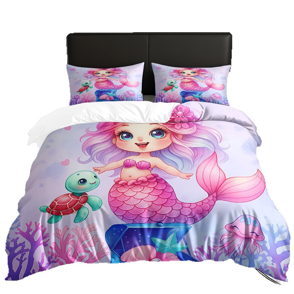 TEMU / JIT transfronterizo dibujos animados sirena digital impresión quilt kit fuente fábrica directa