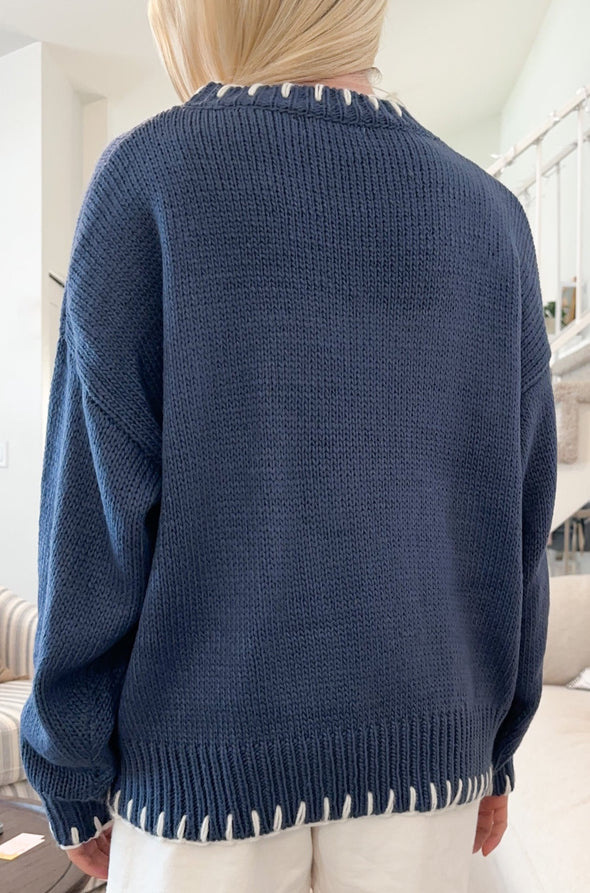Vêtements pour femmes 2024 nouveau pull de style paresseux haut tricoté nœud jacquard vêtements d'extérieur amples pull pour femmes_voghion.com