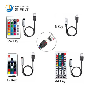 Mini LED light controller 24 key 44 key infrared remote control usb 5V light with light bar RGB colorful IR dimmer