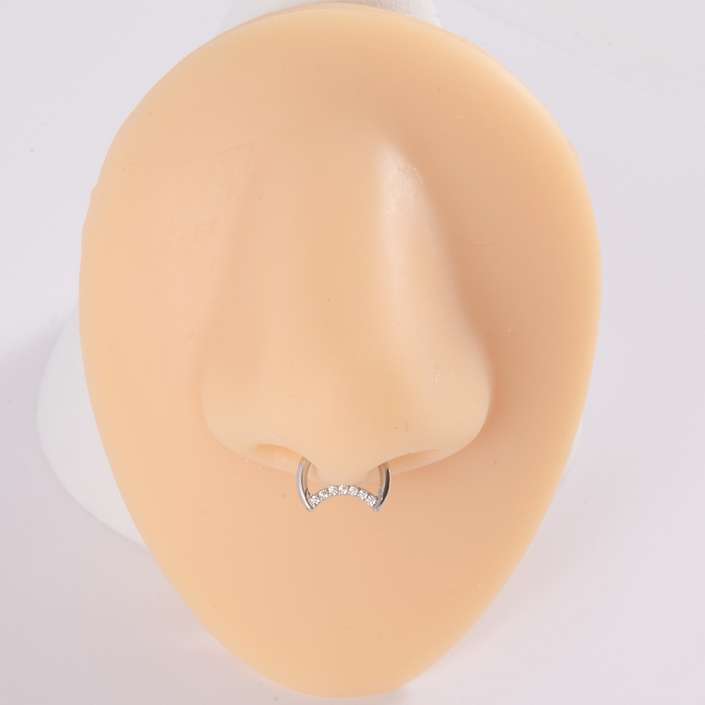 Rhinestones, Zircon Inlay Material 1 Piece Nose Rings & Studs Fashion Moon Water Droplets G23 Titanium Stainless Steel Zircon Inlay Rhinestones Zircon Nose Pin