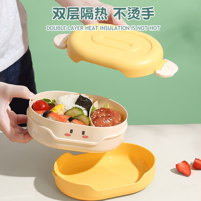 Caja de almuerzo creativa de dibujos animados, microondas, aislada, para niñas y niños, alimentos frescos