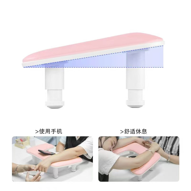 Almohada de mano para uñas de dos manos Altura ajustable Diseño de sueño inclinado portátil Piel de cuero PU Cómoda almohada de mariposa rusa