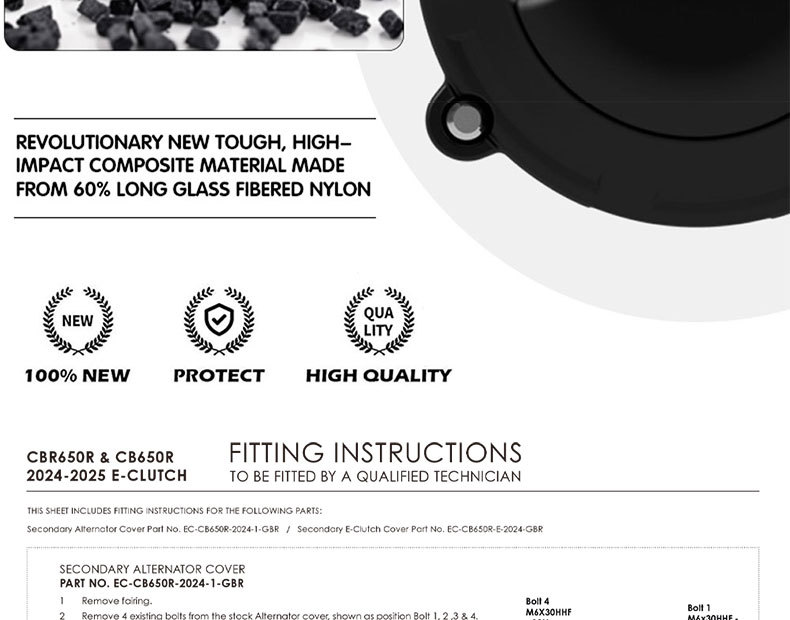 Suitable for Honda Cbr650R 24-26 Models E-Clutch Electronic Clutch Version Engine Protection Anti-Fall Side Cover