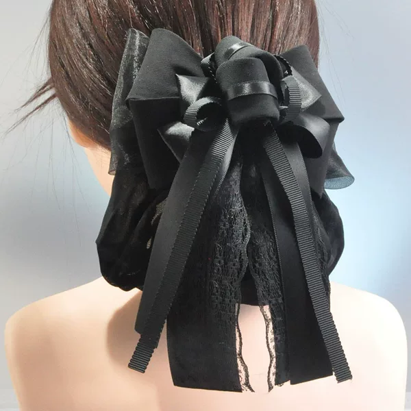 Cloth Dou Hair Net Simple Lace Professional Hair Flower Women's Work Hair Net Dou Bank Flight Occupant Hotel Bow Hairpin