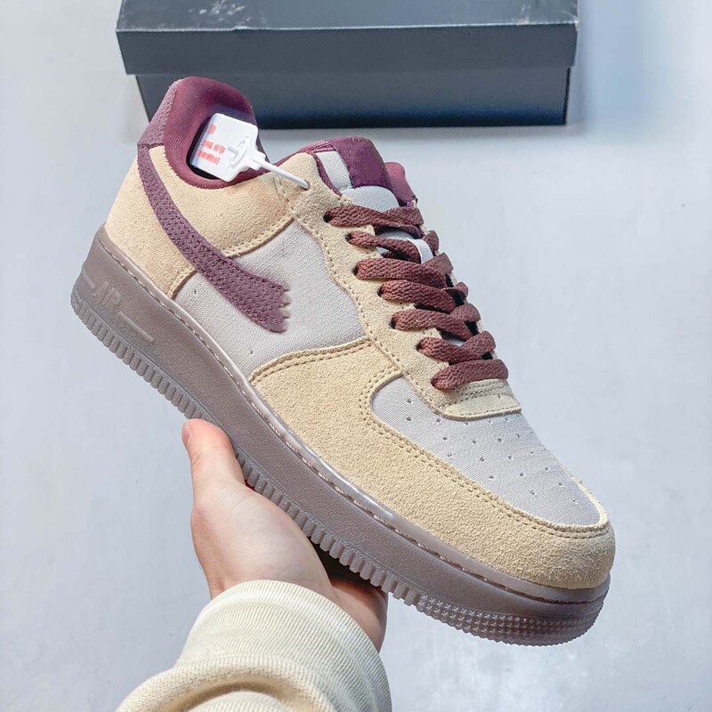 Putian Air Force One Retro Commuter Sneakers in Brown and Red, Fashionable and Versatile Casual Shoes for Men and Women, Thick-Soled Height-Increasing Couple Shoes