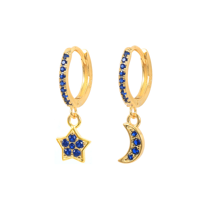 Women'S Gender 1 Pair Simple Style Star Moon Plating Copper Drop Earrings