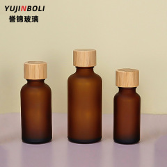 20 ミリリットル茶色のつや消しエッセンシャル オイル ボトルつや消し茶色のガラス瓶茶色のガラス エッセンス ボトル竹木製カバー エッセンシャル オイル ボトル