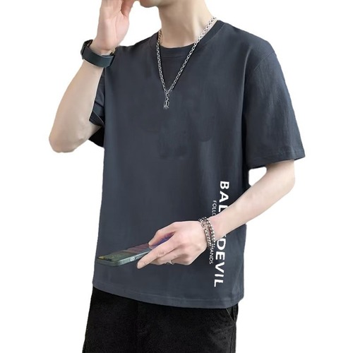 Men's trendy short-sleeve T-shirt, summer Korean style, loose fit, student fashion brand, round neck, casual men's i ns on top