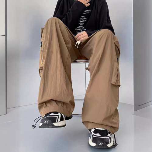 Men's Summer American-style Functional Cargo Pants: Straight-Leg, Wide-Leg, Ankle-Tied Design—Trendy, Edgy, and Street-Savvy—Available in Plus Sizes