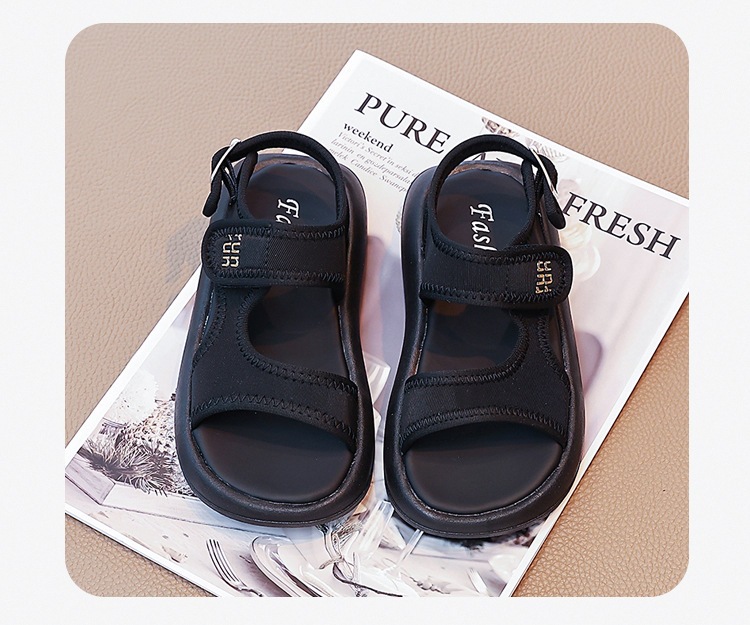 Comfortable Black Roman Sandals For Kids With Soft Sole For Beach_voghion.com