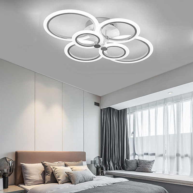 Sala de estar LED lámpara del dormitorio post-moderna nueva lámpara de techo comedor Sala de Libros Blanco oscurecimiento de iluminación lámparas de arte