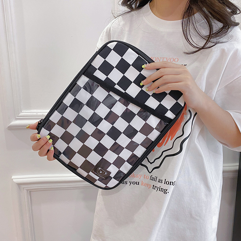 Fashionable New Checkered Book Storage Bag, Corduroy Book Storage Pouch, Dustproof Zipper Prayer Book Protective Cover
