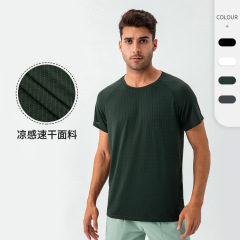 男夏涼感速乾ゆるいフィットネス服半袖通気排汗丸首カジュアルランニング上着31224