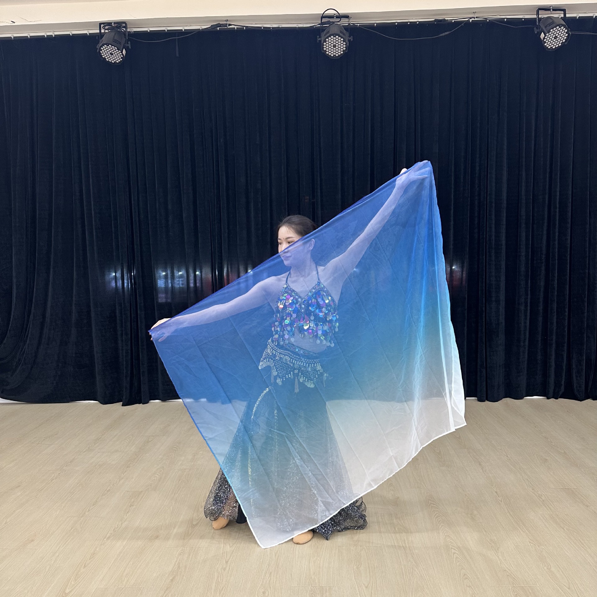 Belly Dance Veil with Gradient Double-Sided Chiffon for Stage Performance Dance Props, Wholesale Direct Sales from the Manufacturer