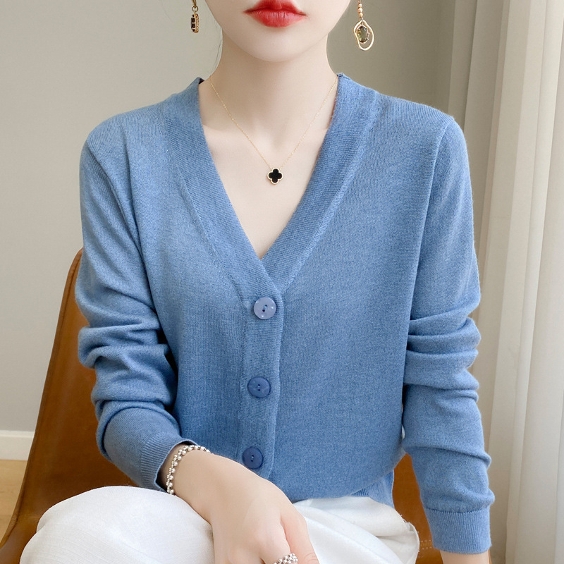 Elegant woolen spring short solid long-sleeve