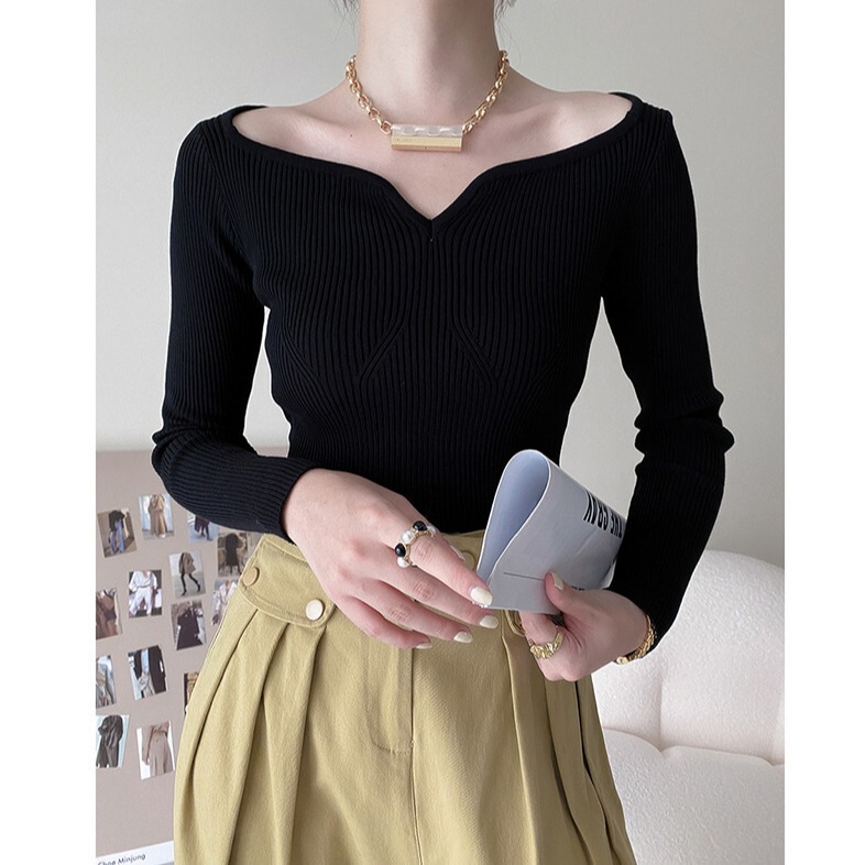 Sinan gentle small petal collar short sweater design niche top wholesale wear Joker SN0503