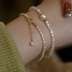 秋の貝殻珠淡水真珠気質ブレスレットファッション軽贅沢高級デザインレトロシンプル小衆手飾り