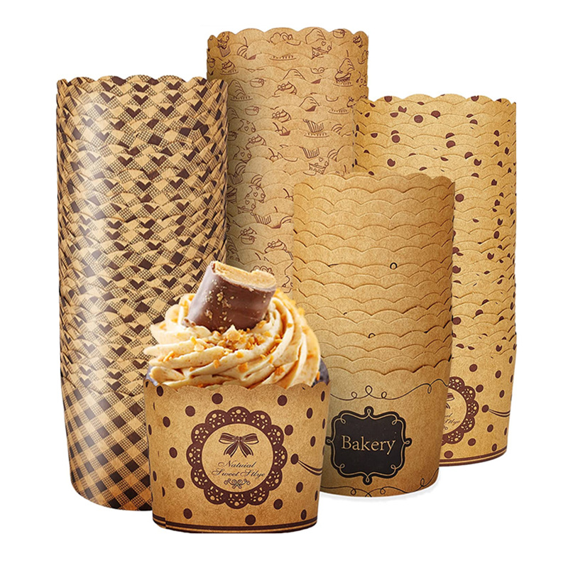 50 tazas de pastel de piel de vaca a cuadros de tamaño medio y grande, empaque de alimentos horneados, pastel de azufaifa al vapor pequeño, taza de bandeja de papel redonda