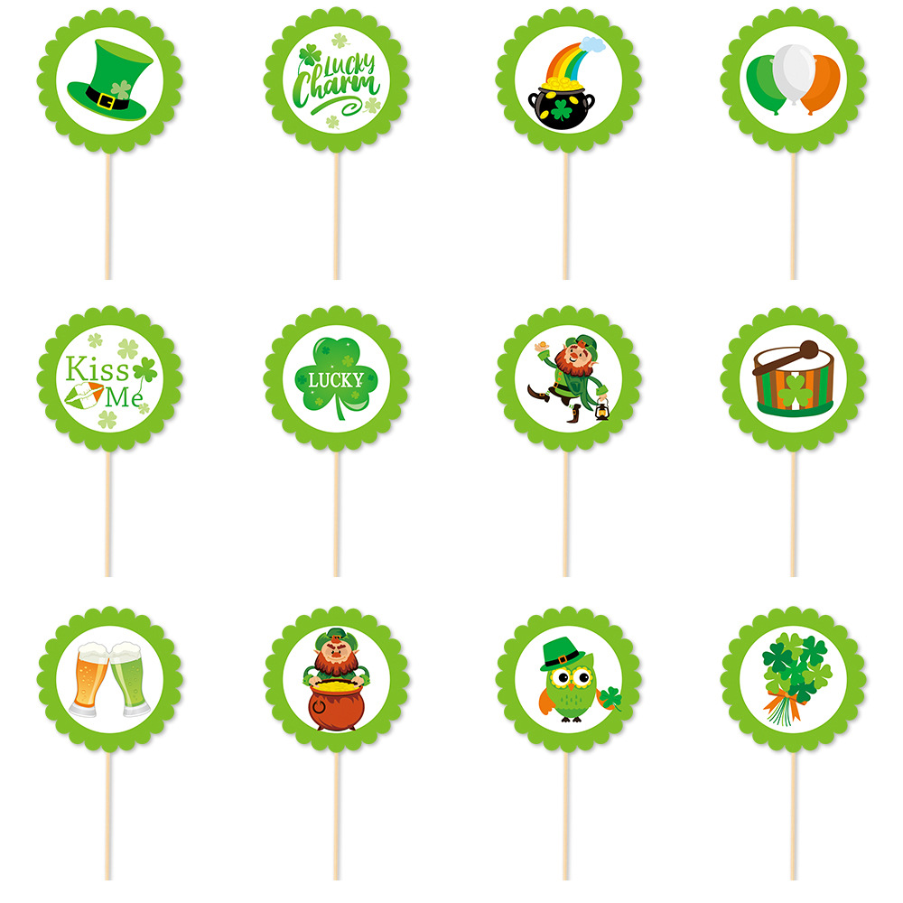 2024 nuevo día de San Patricio fiesta decoración pastel plug-in irlandés cerveza Festival decoración de la torta