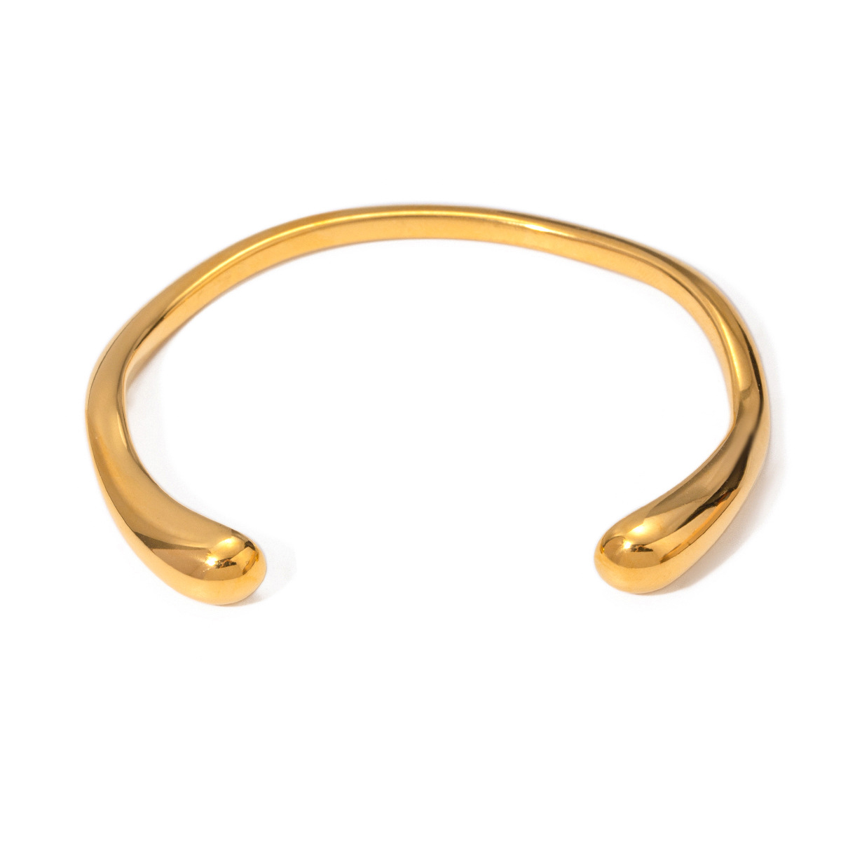 Europa y los Estados Unidos 18k oro de acero inoxidable brazalete abierto ins aire frío simple de moda alta brillante brazalete de acero titanio