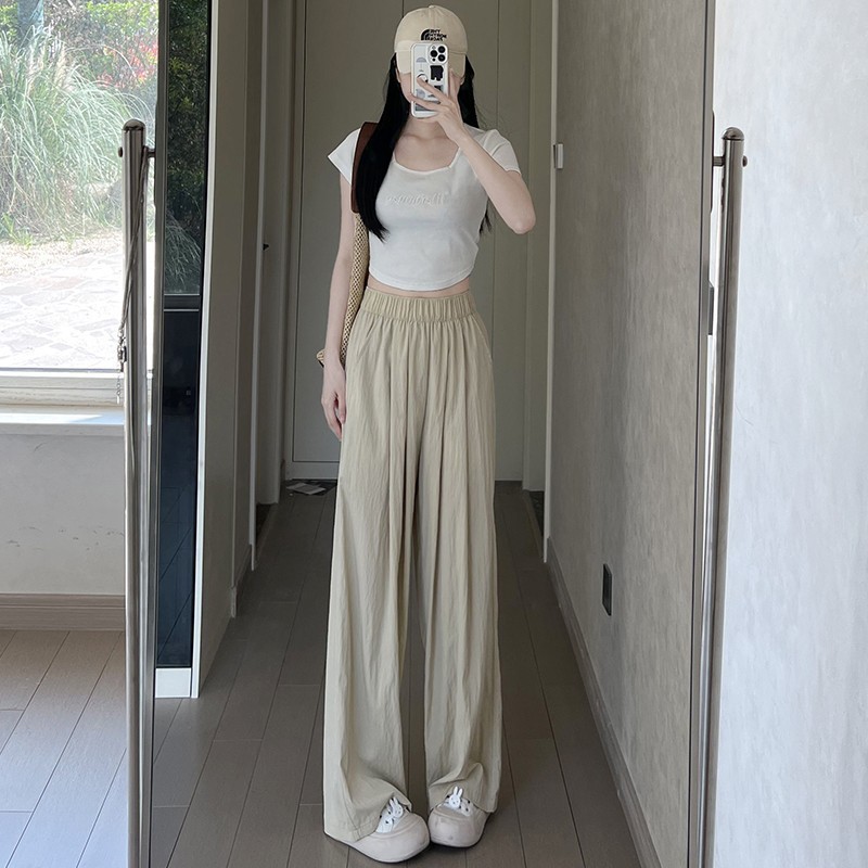 【鑫选】阔腿裤女夏高腰垂感日系慵懒风休闲裤子宽松少女