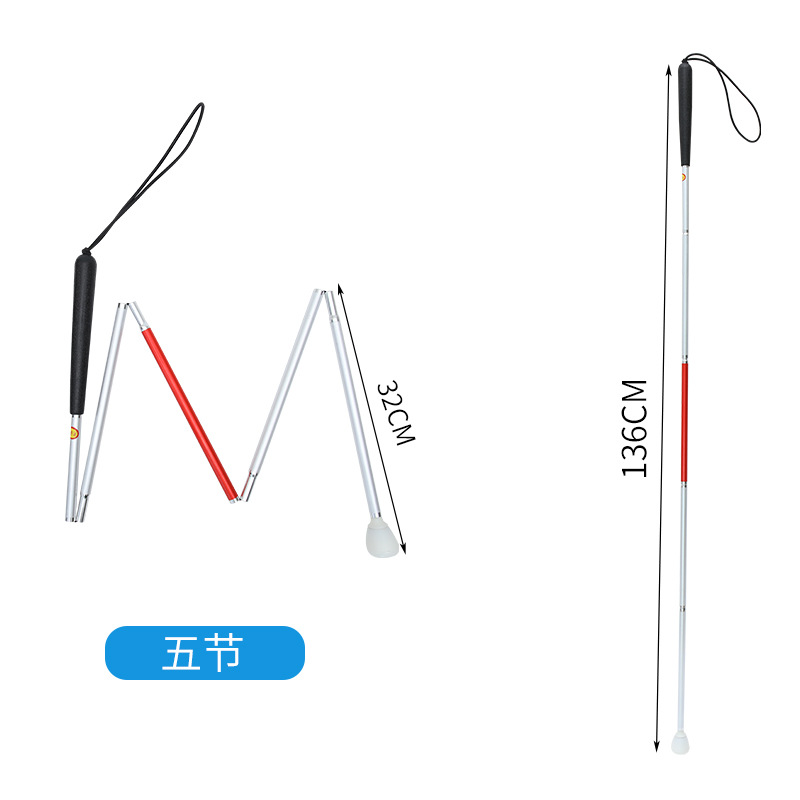 Muletas ciegas muletas cabeza giratoria ciego rojo y blanco aleación de aluminio 1,2 m palo ciego aleación de aluminio trekking polo