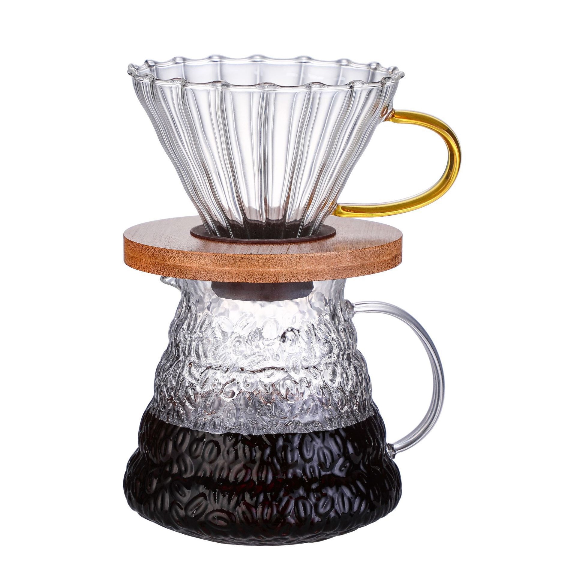 Nuevo conjunto de cafetera de café a mano, taza de filtro de escala doméstica V60 para compartir cafetera de café, cafetera de nubes de vidrio tipo goteo image 5