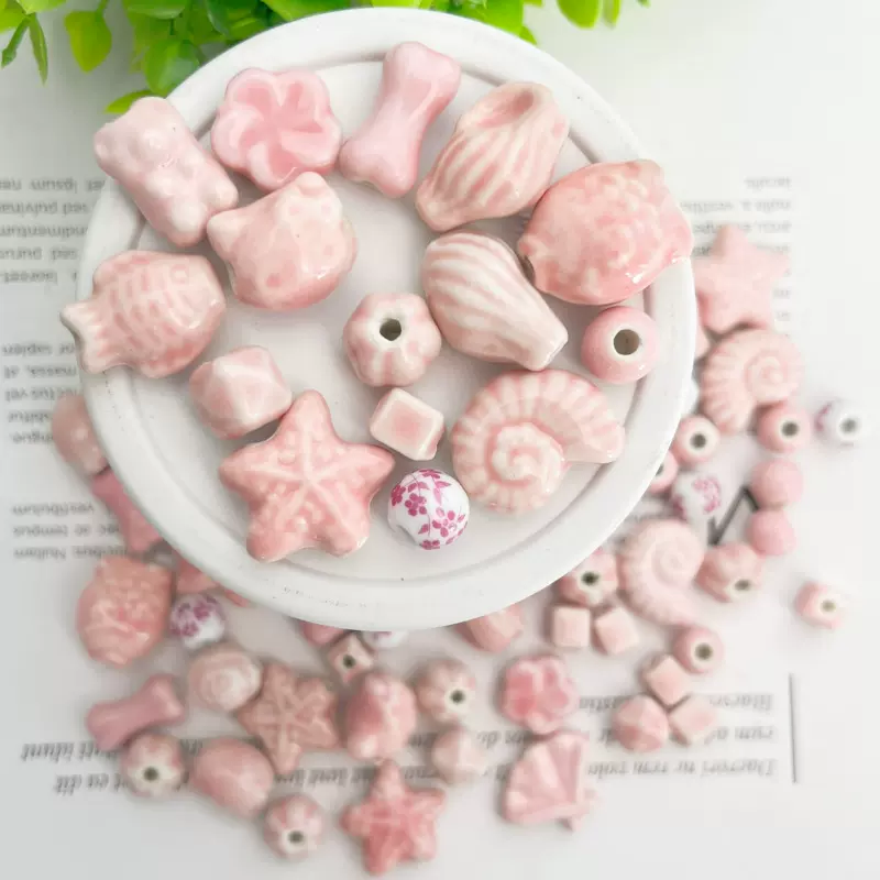 马卡色粉红系列陶瓷珠  陶瓷珠子串珠diy手工手链 饰品配件材料