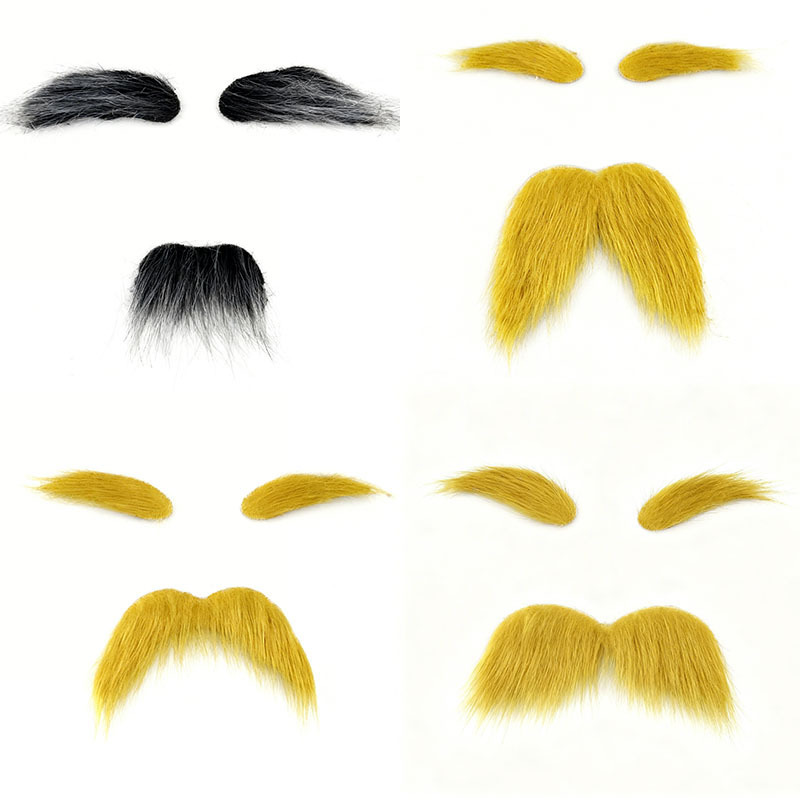 Halloween Masquerade Props Performance Party Supplies Yellow Artificial Eyebrows Beard Beard Grandpa Dress Up