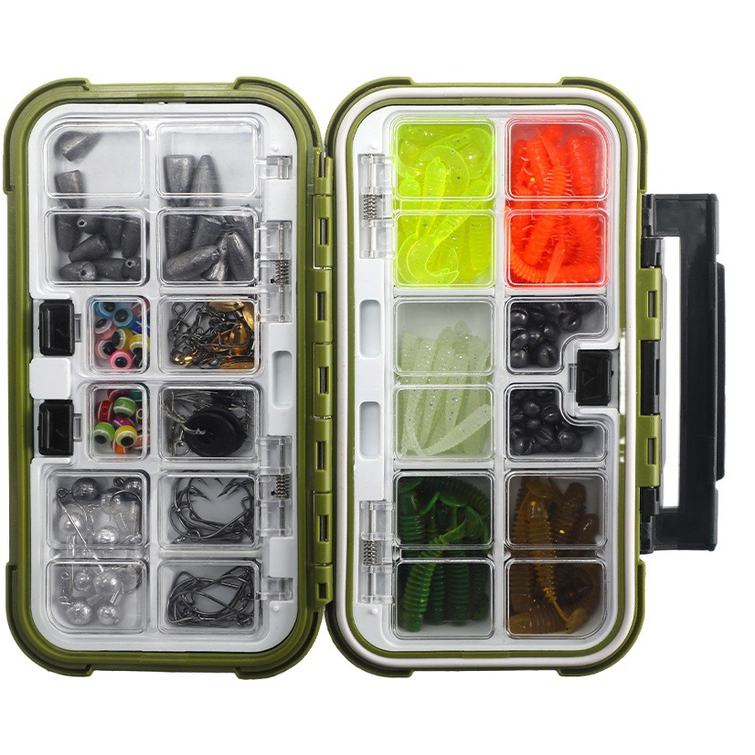 Weihe 221 piezas texas grupo de pesca luya traje de cebo ola escalada VIB cebo suave gancho lentejuelas traje weihai transfronterizo